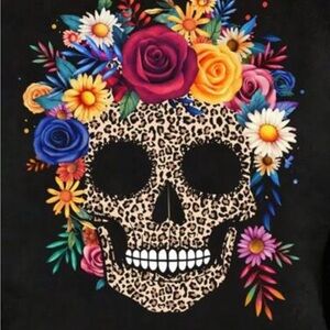Floral Skull Graphic Tee - white tshirt